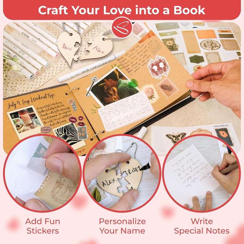 STOFINITY 5 Year Anniversary Wood Gifts For Men Women - Unique 5 Year Wedding Gifts For Husband Wife, Wooden Anniversary Scrapbook Photo Album Journal, Romantic 5th Marriage Gift For Couple - Image 3